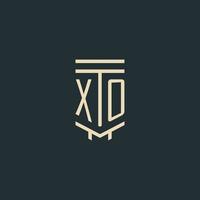 XO initial monogram with simple line art pillar logo designs vector