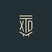 XD initial monogram with simple line art pillar logo designs vector