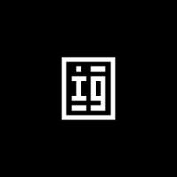 IG initial logo with square rectangular shape style vector