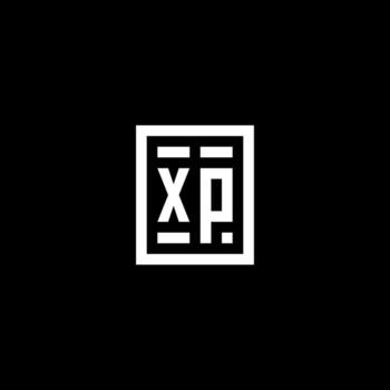 XP initial logo with square rectangular shape style vector