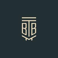 BB initial monogram with simple line art pillar logo designs vector