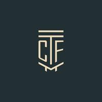 CF initial monogram with simple line art pillar logo designs vector