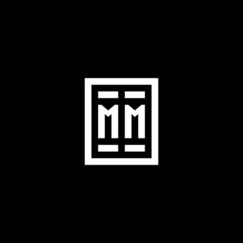 MM initial logo with square rectangular shape style vector