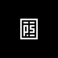 PS initial logo with square rectangular shape style vector