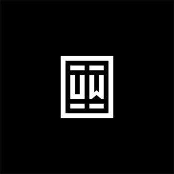 UW initial logo with square rectangular shape style vector