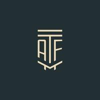 AF initial monogram with simple line art pillar logo designs vector