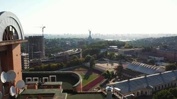 Aerial fly over view of business center in Kyiv, Ukraine video