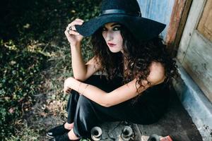 Vintage woman as witch photo