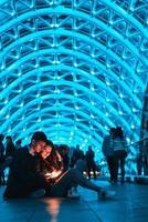 Loving couple on the bridge of Peace photo