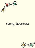 Christmas card, garland with lamps with modern hand-drawn style and lettering Merry Christmas. Vector cute background. Perfect for the design of a card, invitations