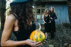 three vintage women as witches photo