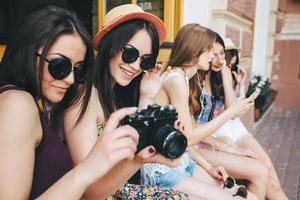 Two young beautiful girls photo