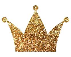 Gold glitter crown. Isolated on a white background. For the design of postcards and invitations. Vector. vector