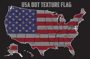 textura de puntos de bandera de mapa de estados unidos, mapa americano de puntos vector
