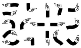 set of pointing finger silhouettes, with various pointing expressions vector