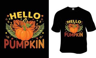 hola calabaza, otoño, diseño de camisetas de otoño. listo para imprimir para ropa, afiche, ilustración. moderno, simple, letras. vector