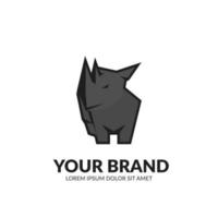 Sharp strong strength low poly Rhinoceros silhouette logo animal illustration simple vector