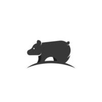 icono de logotipo de oso simple en la ilustración de estilo de silueta de colina vector