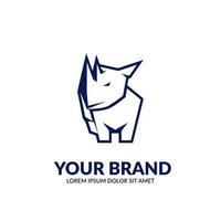 Sharp strong strength low poly Rhinoceros silhouette logo animal outline line art illustration simple vector