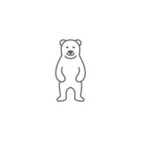 Standing grizzly bear logo mascot icon simple outline line art monoline illustration style vector