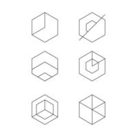 Set of hexagon shape of geometric line simple logo pre made vector