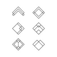 Set of diamond rectangle shape of geometric line simple logo pre made vector