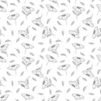 Rustic flower and leaf seamless pattern background vector