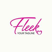 Simple and unique letter or word FLEEK handwritten font with love image graphic icon logo design abstract concept vector stock. Can be used as symbol related to initial or watermark