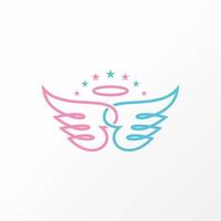 alas simples y únicas, amor y corona de ángel en línea imagen icono gráfico diseño de logotipo concepto abstracto vector stock. se puede utilizar como símbolo relacionado con la guardia o los niños