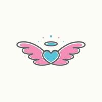 Simple and unique wings, love, and angel crown on line out image graphic icon logo design abstract concept vector stock. Can be used as symbol related to guard or children