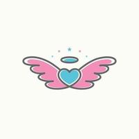 Simple and unique wings, love, and angel crown on line out image graphic icon logo design abstract concept vector stock. Can be used as symbol related to guard or children