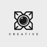 concepto de icono de logotipo de lente de cámara de fotografía vector