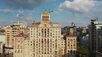 Aerial view of historic Podil neighborhood in Kyiv, Ukraine video