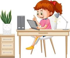 A girl browsing social media on tablet