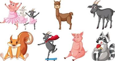 Set of various animals cartoon characters vector