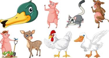 Set of various animals cartoon characters vector