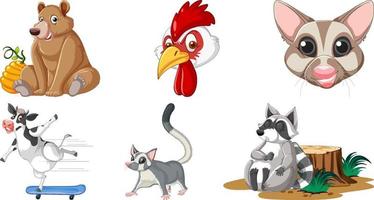 Set of various animals cartoon characters vector