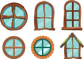 conjunto de ventanas de la casa hobbit vector