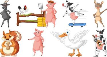 Set of various animals cartoon characters vector