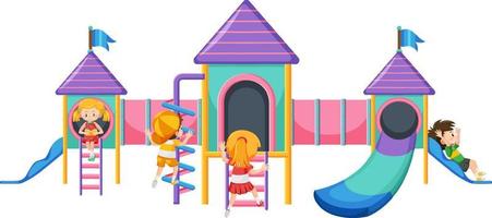 A children playground slide set on white background vector