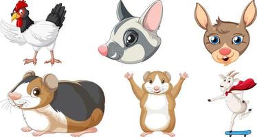 Set of various animals cartoon characters vector