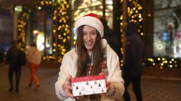 Christmas girls trade presents outdoors video