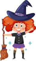 A girl wearing witch costume for halloween vector