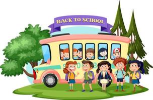 Back to school with kids cartoon character vector