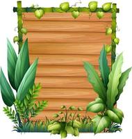 Wooden board template with nature leaves vector