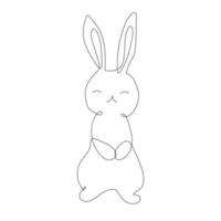 Rabbit in one line. Black line vector illustration on white background