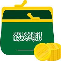 bandera dibujada a mano de arabia saudita, riyal saudí dibujado a mano vector