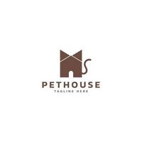 Simple abstract house and cat logo design. vector