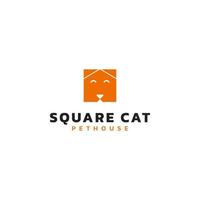 Simple logo design box shape, abstract house and a cat. vector