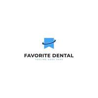 diseño de logotipo simple de dientes e icono favorito vector